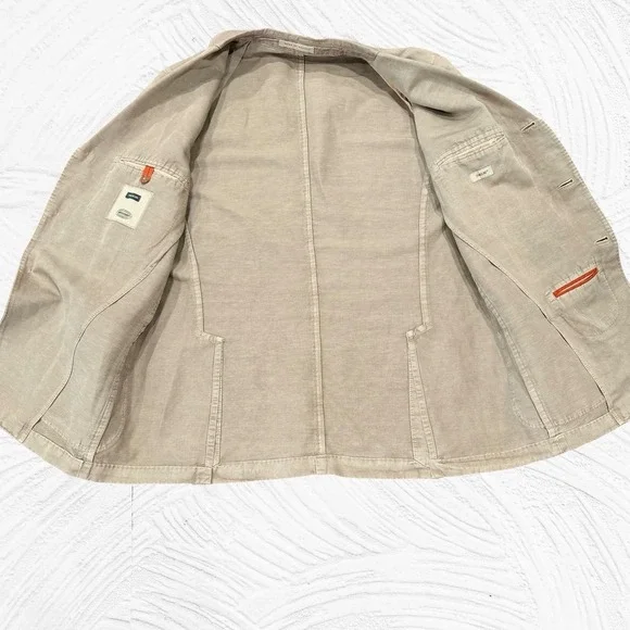 Montedoro Chinolino Lt Brown Linen Cotton Blazer Men's 44R Unstructured 3 Button - Picture 3 of 10